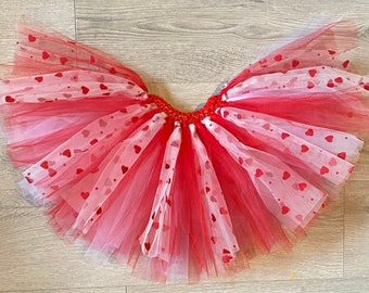 Handmade Red Heart Tutu: Velvet Hearts Tulle Skirt