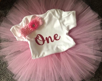 Girls First 1st One Birthday Pink Unicorn Tutu Cake Smash Outfit