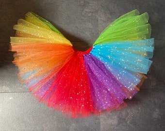 Bright Rainbow Tutu Skirt, Sequin Rainbow Tutu, Glitter Rainbow Tutu