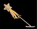 Gold Star magic wand, fairy accessories, godmother, angel, wand with sequins