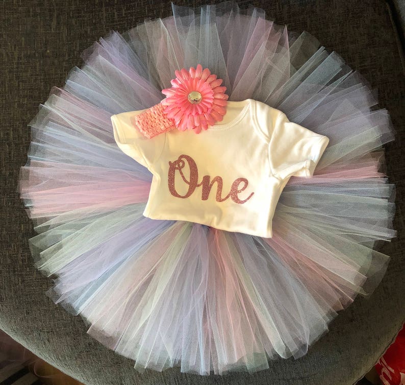 Girls First 1st One Birthday Unicorn Tutu Cake Smash Outfit image 1