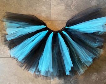 Handmade Black and Aqua Tulle Tutu: Halloween Costume