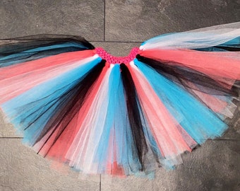 Handmade Black, Pink & Blue Tulle Tutu - Adult Women's Costume