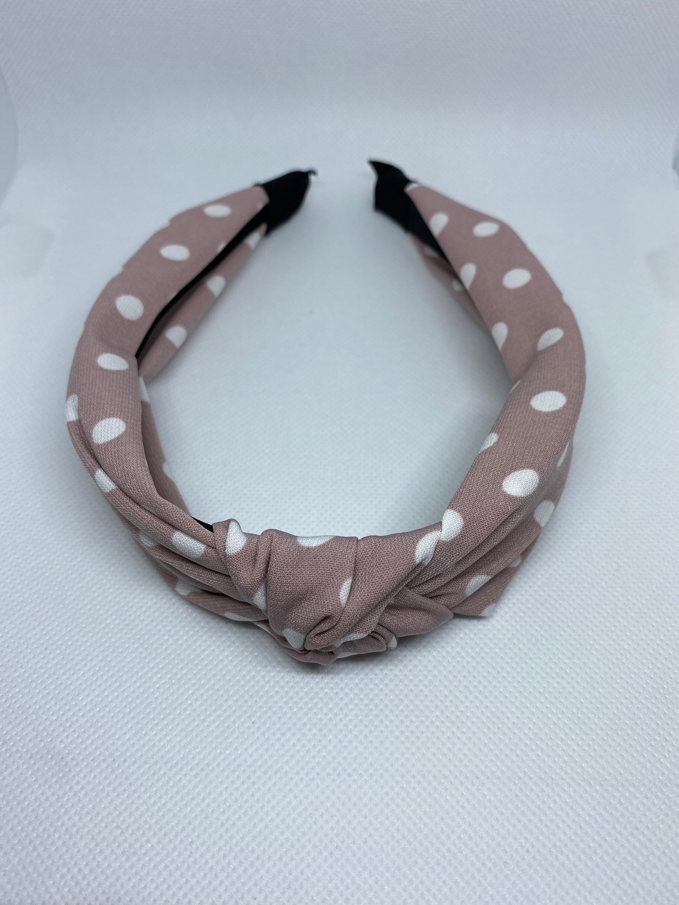 Womens Nude Pink and White Polka Dot Knot Twist Headband, Knotted ...