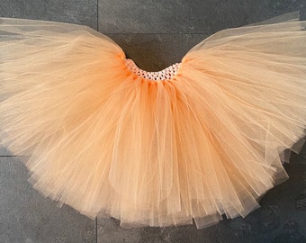 Girls peach pale orange fluffy tutu skirt