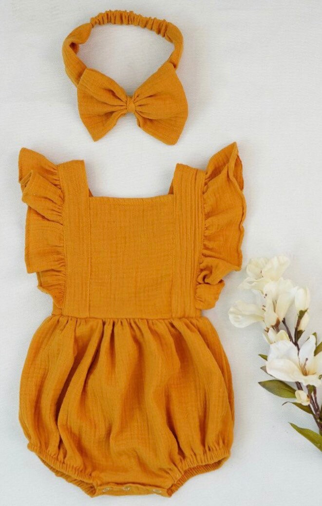 Baby Girls Pink Yellow Romper Outfit All in One and Matching Etsy UK