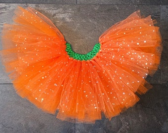 Handmade Sparkly Orange Pumpkin Tutu: Halloween Costume