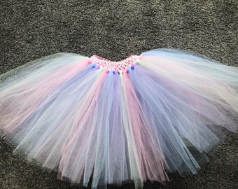 Rainbow Unicorn costume, mermaid Tutu, pink purple blue and mint green skirt