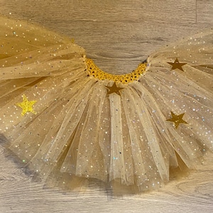 Womens Gold Star sequin Tutu Skirt, adult star costume, ladies gold skirt,