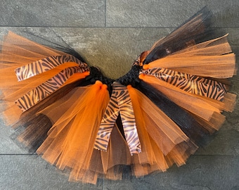 Tiger Print Tutu: Orange & Black Striped Skirt, Handmade Costume