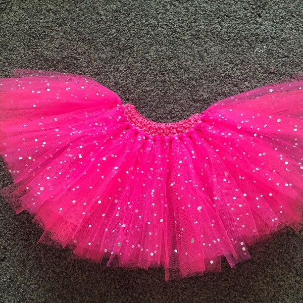 Barbie skirt, Bright Pink Glitter tutu, Bright pink sequin Tutu, neon pink tutu, neon pink sequin tutu