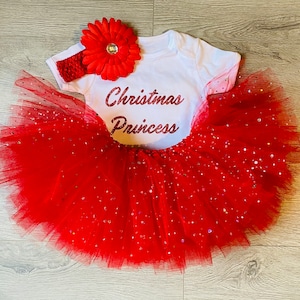 Girls Christmas Outfit, Red sequin Christmas outfit