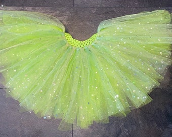 Handmade Sequin Green Fairy Tutu, Peter Pan Costume