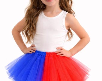 Handmade Harley Quinn Tutu: Red and Blue Tulle Costume