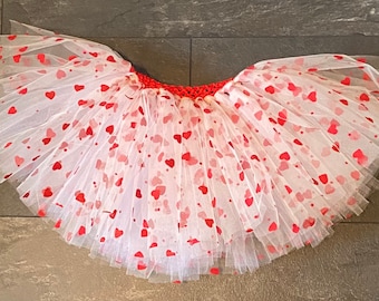 Handmade Valentine's Day Tutu: Red Velvet Hearts Tulle Skirt