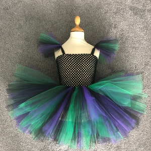 Girls Halloween Witch Black Purple and Green Tutu Dress