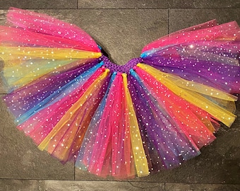 Sequin Carnival Tutu: Handmade Rainbow Costume Skirt