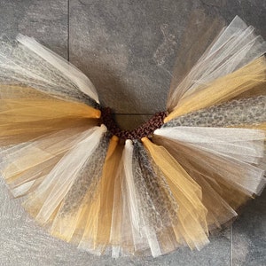 Tutú de tul con estampado de leopardo hecho a mano: falda marrón y dorada
