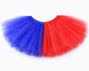 Womens Harley Quinn Handmade Blue and Red Tulle Tutu
