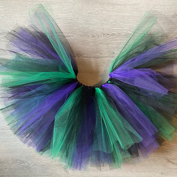 Jupe tutu d'Halloween noire, violette et verte