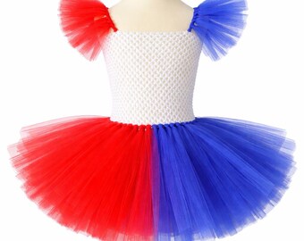 Harley Quinn Inspired Tutu Dress: Red and Blue Halloween Costume