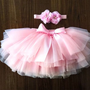 pink ruffle skirt, fluffy puffy tutu skirt with matching headband