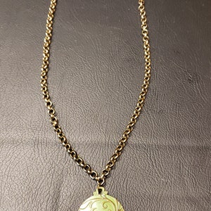 Bronze Chained Necklace with Bronze and Green Charm