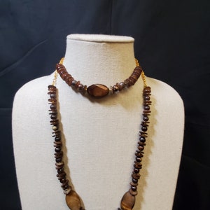 Brown Shell Beaded Necklace and  Braclet Set
