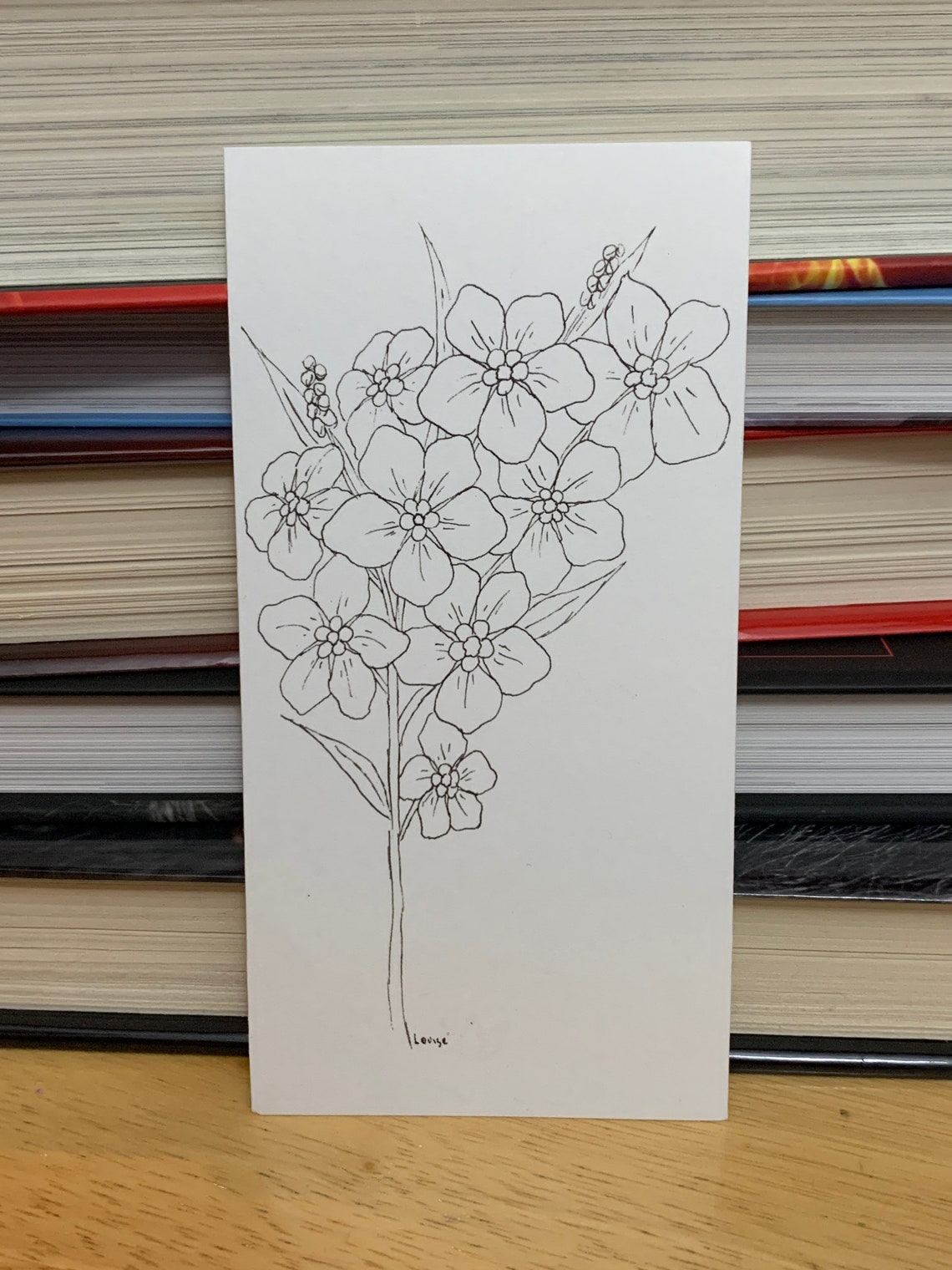 Bookmark Flower Black and white | Etsy
