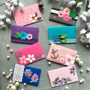 Enveloppe - carte-cadeau - fleurs - ligné