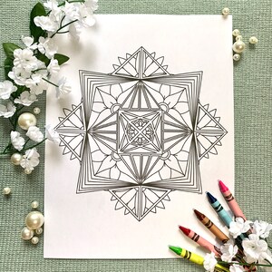 Flower Mandala Coloring Page: (Digital PDF)