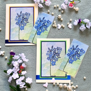 Carte de voeux (vierge) - Forget-Me-Nots - avec signet