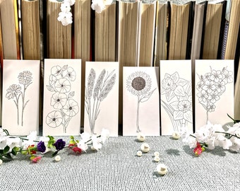 Bookmark - Flower - Black and white