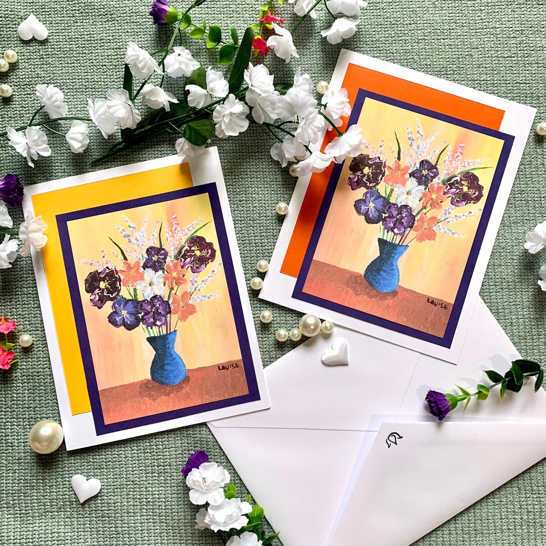 Cards Blank Greeting Vase of Flowers - Etsy
