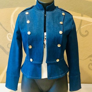 Vintage Inspired Denim Military Jacket