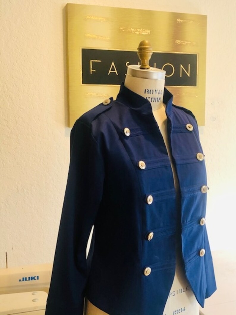 Navy Blue Military Jacket Etsy