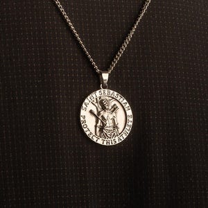 Saint Sebastian pendant- Stainless Steel -Protect this athlete -Sports necklace- Faith charm- Athletes necklace -