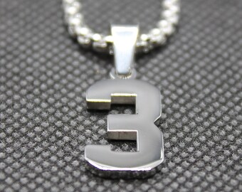Number 3 Baseball Jersey Necklace 