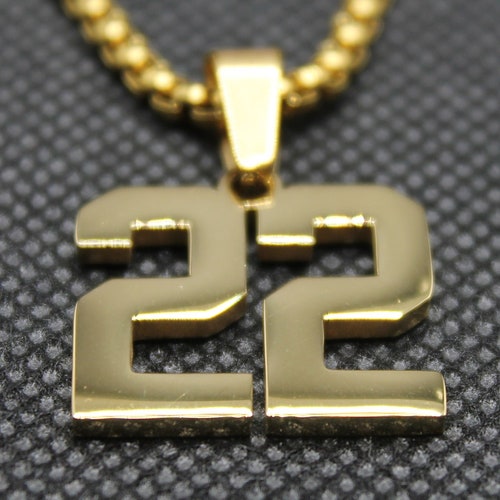 Number 22 Gold Charm and Chain Sports 