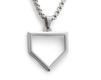 Home Plate Pendant and Chain Baseball Jewelry