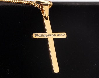 Stainless Steel Cross Necklace Simple Cross Pendant Gold Plated