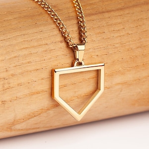 Home Plate Pendant and Chain Baseball Jewelry