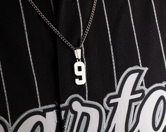 Baseball Number Necklace Silver Number Pendant FlowX Jewelry Number Chain