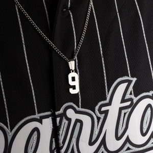 Baseball Number Necklace Silver Number Pendant FlowX Jewelry Number Chain