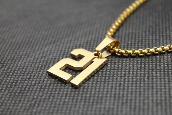 Gold Number 21 Stainless Steel Pendant 