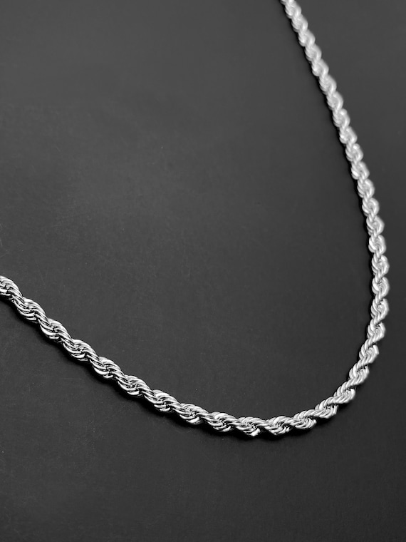 Mens Rope Necklace Stainless Steel Silver Rope Chain Necklace 