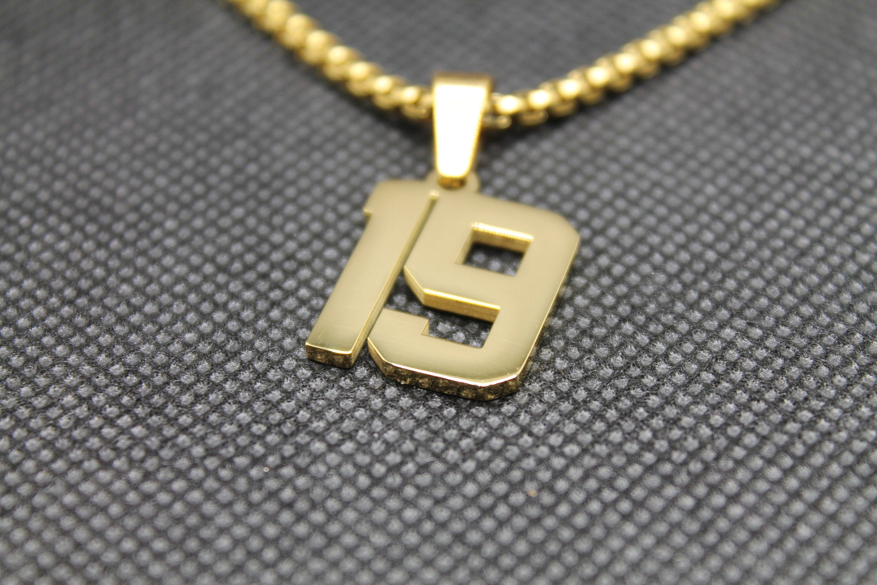 Gold Number 19 Stainless Steel Pendant 