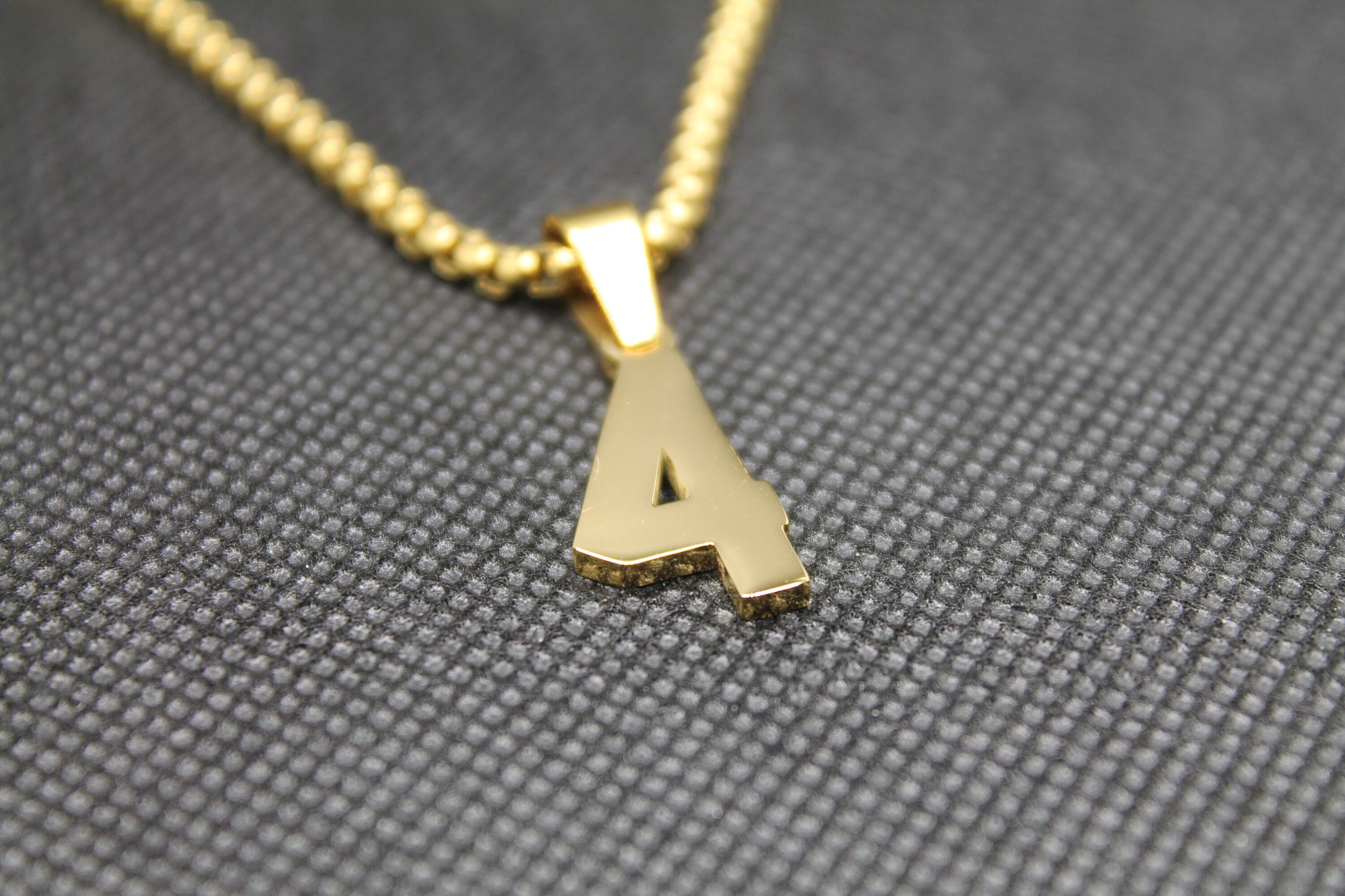 Number 4 Gold Pendant Necklace Chain 