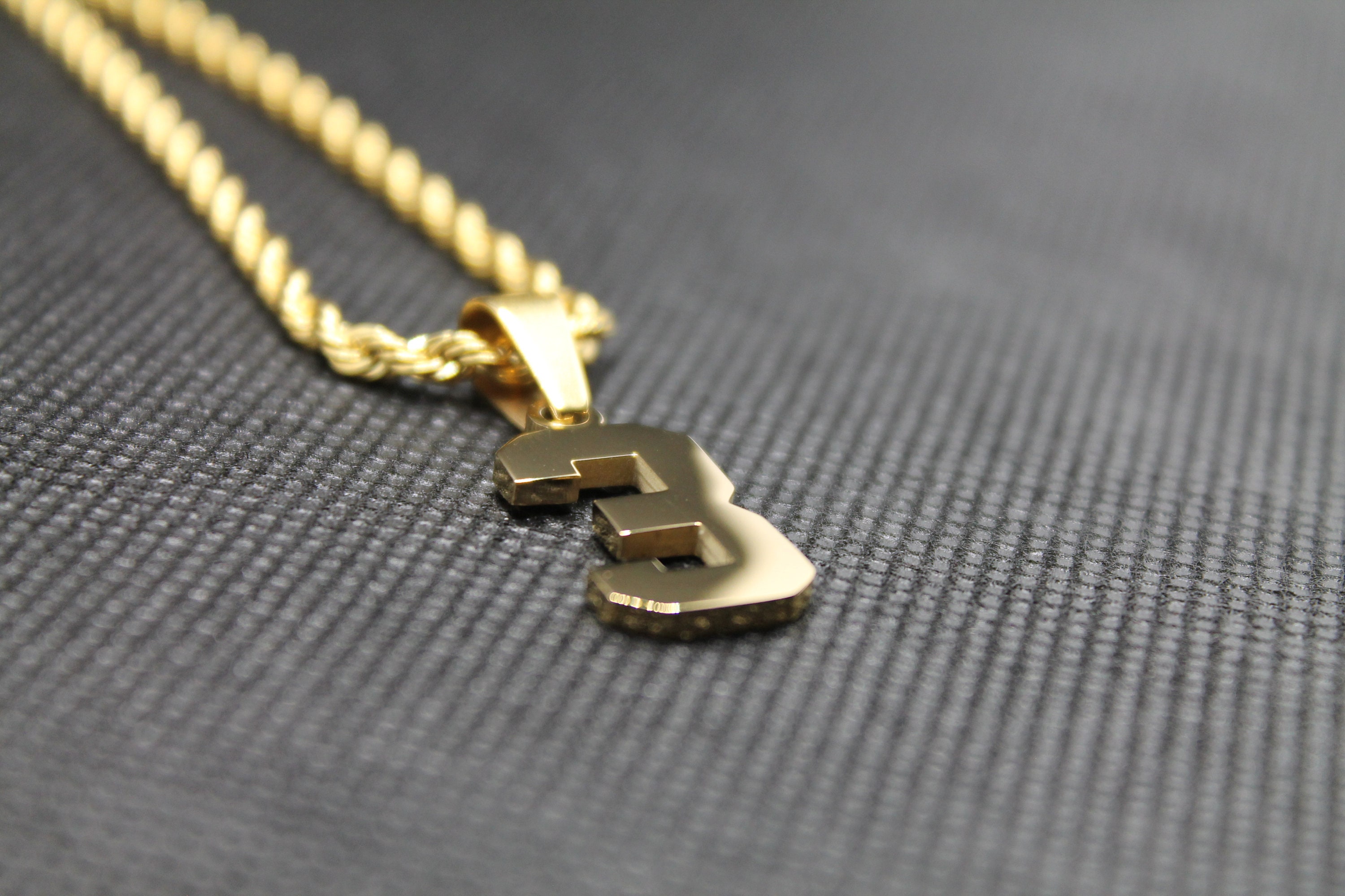 Number 3 Gold Pendant Number Chain Stainless Steel Etsy