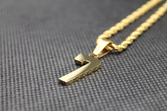 Number 7 Gold Stainless Steel Pendant 
